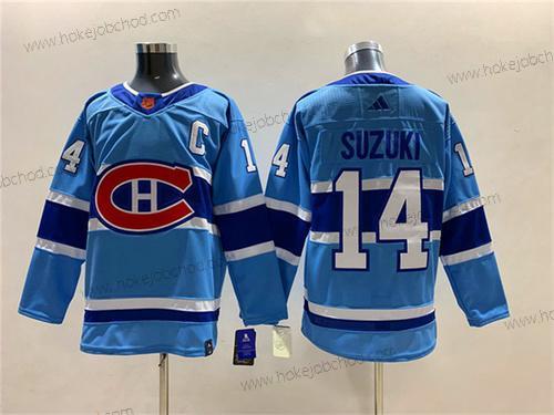 Muž Montreal Canadiens #14 Nick Suzuki Modrý 2022-23 Obrácený Retro Sešitý Dres