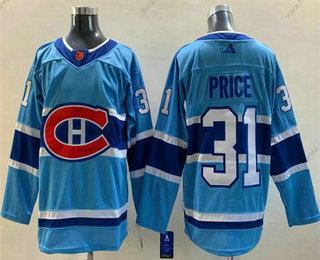 Muž Montreal Canadiens #31 Carey Price Modrý 2022 Obrácený Retro Sešitý Dres