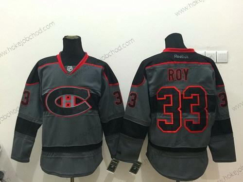 Muž Montreal Canadiens #33 Patrick Roy Charcoal Šedá Dres