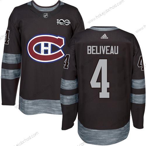 Muž Montreal Canadiens #4 Jean Beliveau Černá 1917-2017 100th Výročí Sešitý NHL Dres