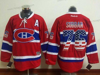 Muž Montreal Canadiens #76 Pk Subban Červené USA Flag Hokejový Dres