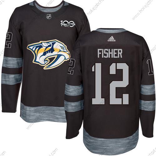 Muž Nashville Predators #12 Mike Fisher Černá 1917-2017 100th Výročí Sešitý NHL Dres