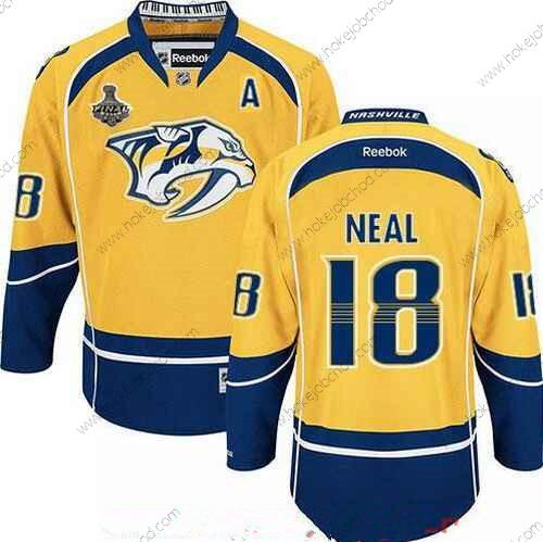 Muž Nashville Predators #18 James Neal Žlutá 2017 Stanley Cup Finals A Patch Sešitý NHL Reebok Hokejový Dres