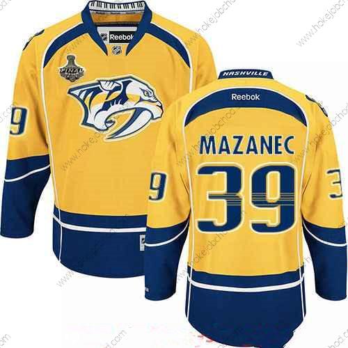 Muž Nashville Predators #39 Marek Mazanec Žlutá 2017 Stanley Cup Finals Patch Sešitý NHL Reebok Hokejový Dres