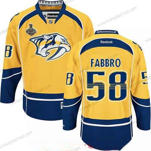 Muž Nashville Predators #58 Dante Fabbro Žlutá 2017 Stanley Cup Finals Patch Sešitý NHL Reebok Hokejový Dres