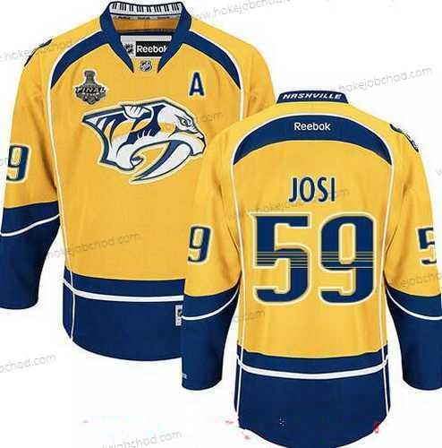 Muž Nashville Predators #59 Roman Josi Žlutá 2017 Stanley Cup Finals A Patch Sešitý NHL Reebok Hokejový Dres