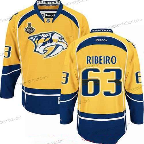 Muž Nashville Predators #63 Mike Ribeiro Žlutá 2017 Stanley Cup Finals Patch Sešitý NHL Reebok Hokejový Dres