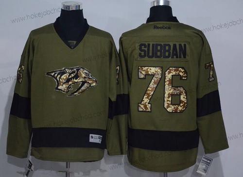 Muž Nashville Predators #76 P. K. Subban Zelená Salute to Service Sešitý NHL Reebok Hokejový Dres