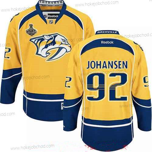 Muž Nashville Predators #92 Ryan Johansen Žlutá 2017 Stanley Cup Finals Patch Sešitý NHL Reebok Hokejový Dres