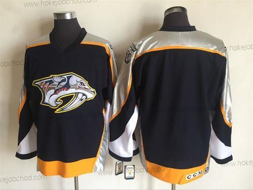 Muž Nashville Predators Prázdný Námořnictvo Modrý 1998-99 Sešitý NHL CCM Vintage Hokejový Dres