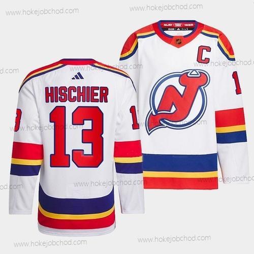 Muž New Dres Devils #13 Nico Hischier Bílý 2022-23 Obrácený Retro Sešitý Dres