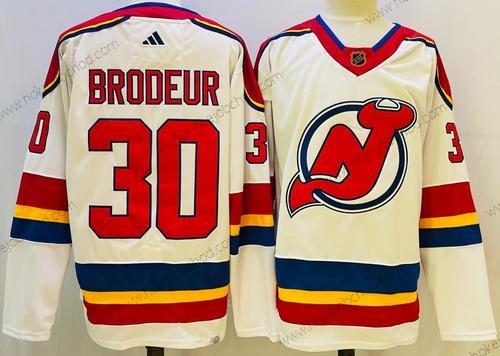 Muž New Dres Devils #30 Martin Brodeur Bílý 2022 Obrácený Retro Autentické Dres