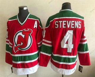 Muž New Dres Devils #4 Scott Stevens Červené Sešitý Dres