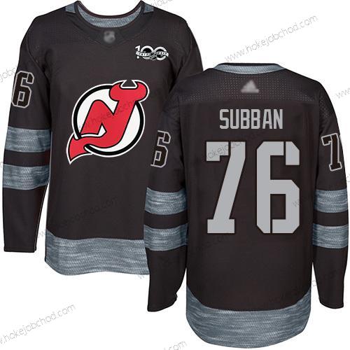 Muž New Dres Devils #76 P. K. Subban Černá 1917-2017 100th Výročí Sešitý Hokejový Dres