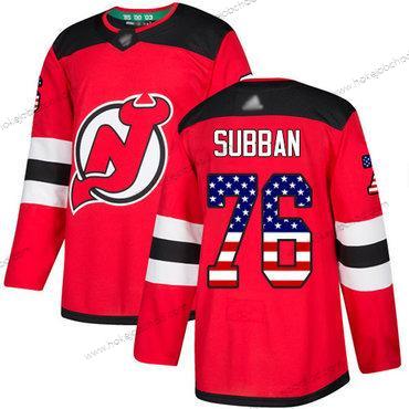 Muž New Dres Devils #76 P. K. Subban Červené Domácí Autentické USA Flag Sešitý Hokejový Dres