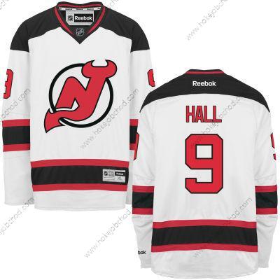 Muž New Dres Devils #9 Taylor Hall Bílý Venkovní Sešitý NHL Reebok Hokejový Dres