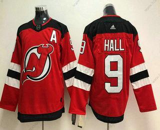 Muž New Dres Devils #9 Taylor Hall Červené With A Patch 2017-2018 Hokejový Sešitý NHL Dres