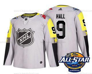 Muž New Dres Devils #9 Taylor Hall Šedá 2018 NHL All-Star Sešitý Hokejový Dres