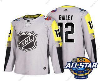 Muž New York Islanders #12 Josh Bailey Šedá 2018 NHL All-Star Sešitý Hokejový Dres