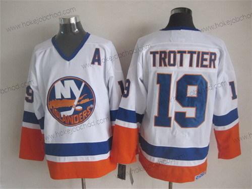 Muž New York Islanders #19 Bryan Trottier Bílý Retro CCM Dres