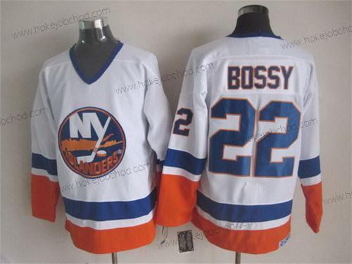 Muž New York Islanders #22 Mike Bossy Bílý Retro CCM Dres