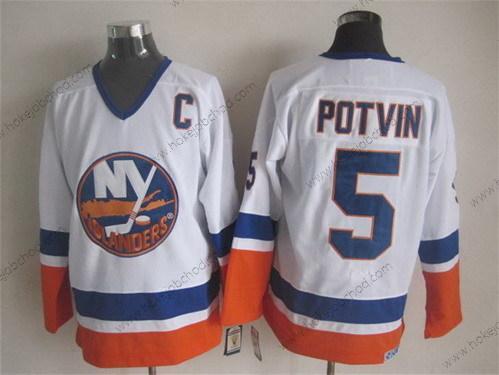 Muž New York Islanders #5 Denis Potvin Bílý Retro CCM Dres