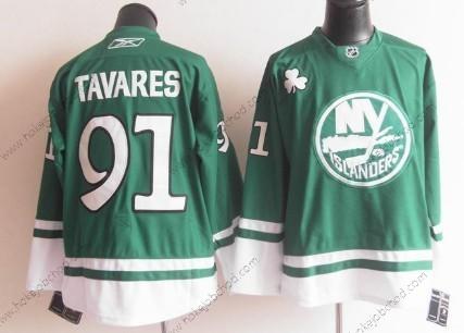 Muž New York Islanders #91 John Tavares St. Patrick’S Day Zelená Dres