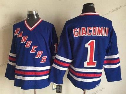 Muž New York Rangers #1 Eddie Giacomin 1990-91 Modrý CCM Vintage Dres