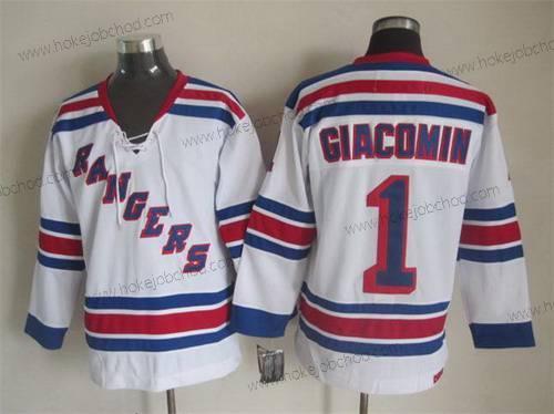 Muž New York Rangers #1 Eddie Giacomin Bílý CCM Vintage Dres