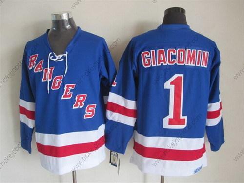 Muž New York Rangers #1 Eddie Giacomin Modrý Retro CCM Dres