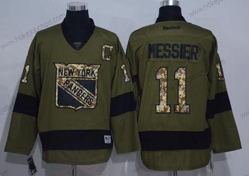 Muž New York Rangers #11 Mark Messier Zelená Salute to Service Sešitý NHL Reebok Hokejový Dres