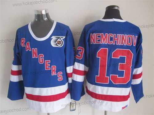 Muž New York Rangers #13 Sergei Nemchinov Modrý 75Th CCM Vintage Dres