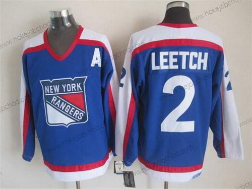 Muž New York Rangers #2 Brian Leetch Modrý With Bílý Retro CCM Dres