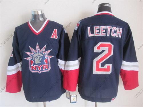 Muž New York Rangers #2 Brian Leetch Námořnictvo Modrý Retro CCM Dres