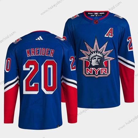 Muž New York Rangers #20 Chris Kreider Modrý 2022 Obrácený Retro Sešitý Dres