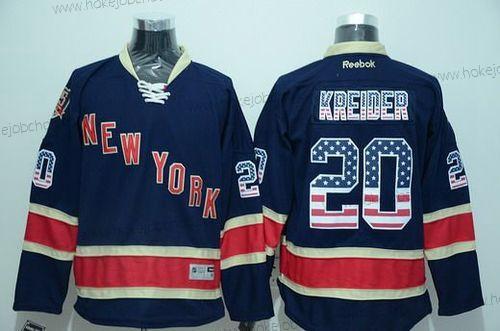 Muž New York Rangers #20 Chris Kreider Reebok Námořnictvo Modrý Alternativní USA Flag Hokejový Dres