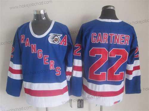 Muž New York Rangers #22 Mike Gartner Modrý 75Th CCM Vintage Dres