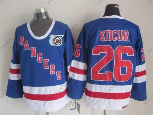 Muž New York Rangers #26 Joey Kocur Modrý 75Th CCM Vintage Dres