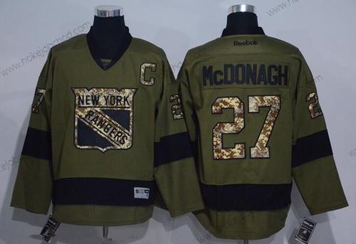 Muž New York Rangers #27 Ryan Mcdonagh Zelená Salute to Service Sešitý NHL Reebok Hokejový Dres