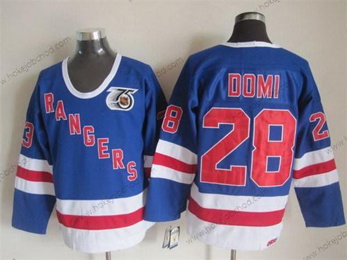 Muž New York Rangers #28 Tie Domi Modrý 75Th Retro CCM Dres