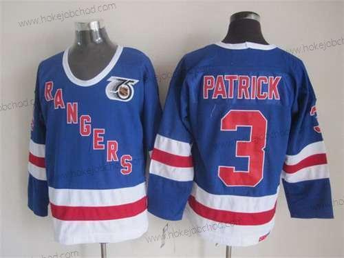 Muž New York Rangers #3 James Patrick Modrý 75Th CCM Vintage Dres