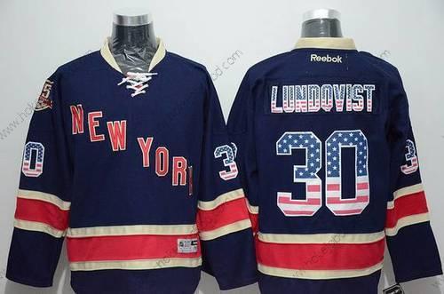 Muž New York Rangers #30 Henrik Lundqvist Reebok Námořnictvo Modrý Alternativní NHL USA Flag Dres