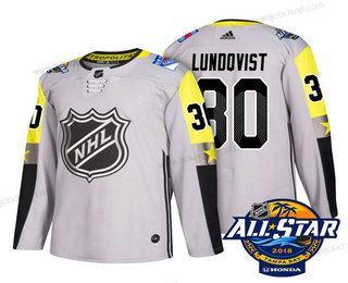 Muž New York Rangers #30 Henrik Lundqvist Šedá 2018 NHL All-Star Sešitý Hokejový Dres