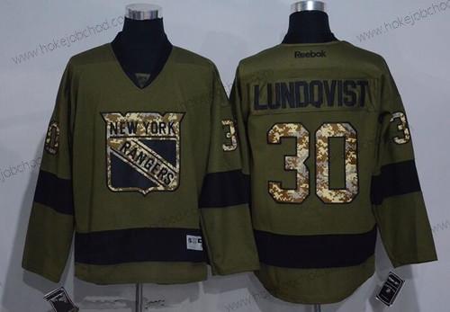 Muž New York Rangers #30 Henrik Lundqvist Zelená Salute to Service Sešitý NHL Reebok Hokejový Dres