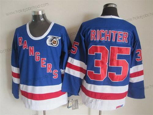 Muž New York Rangers #35 Mike Richter Modrý 75Th Retro CCM Dres