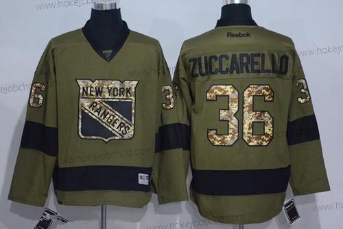 Muž New York Rangers #36 Mats Zuccarello Zelená Salute to Service Sešitý NHL Reebok Hokejový Dres