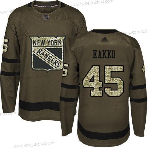 Muž New York Rangers #45 Kaapo Kakko Zelená Salute to Service Sešitý Hokejový Dres