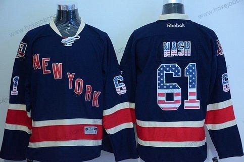 Muž New York Rangers #61 Rick Nash Námořnictvo Modrý USA Flag Hokejový Dres