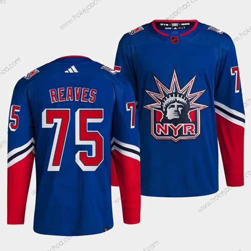 Muž New York Rangers #75 Ryan Reaves Modrý 2022 Obrácený Retro Sešitý Dres