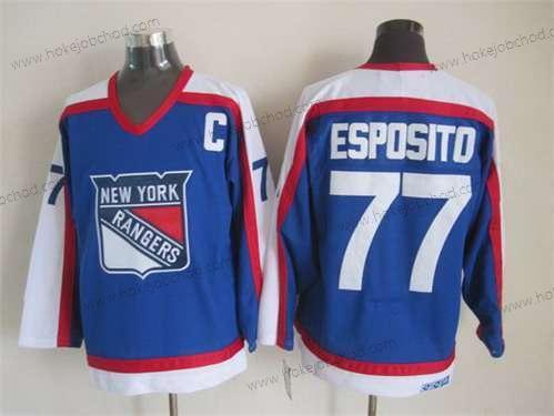 Muž New York Rangers #77 Phil Esposito Modrý With Bílý CCM Vintage Dres